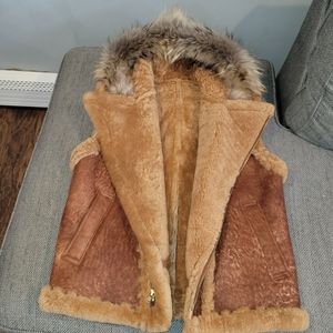 Shearling Vest with Mink Hood (Unisex)